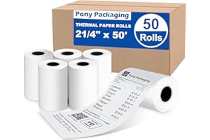 PONY PACKAGING 2 1/4" x 50' Thermal Receipt Paper Rolls 50 Rolls,BPA Free Receipt Paper
