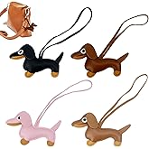 UPIQNG 4pcs Dachshund Bag Charm, Leather Dachshund Keychains 4 Colors Handmade Animal Key Dog Shaped for Handbag Accessories,Women Key Chain Car keys Accessories