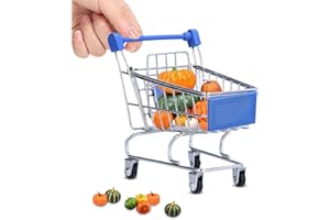 Agatige Mini Shopping Cart, Shopping Cart with Metal Frame, Pretend Grocery Cart Small Supermarket Cart Supermarket Storage 1