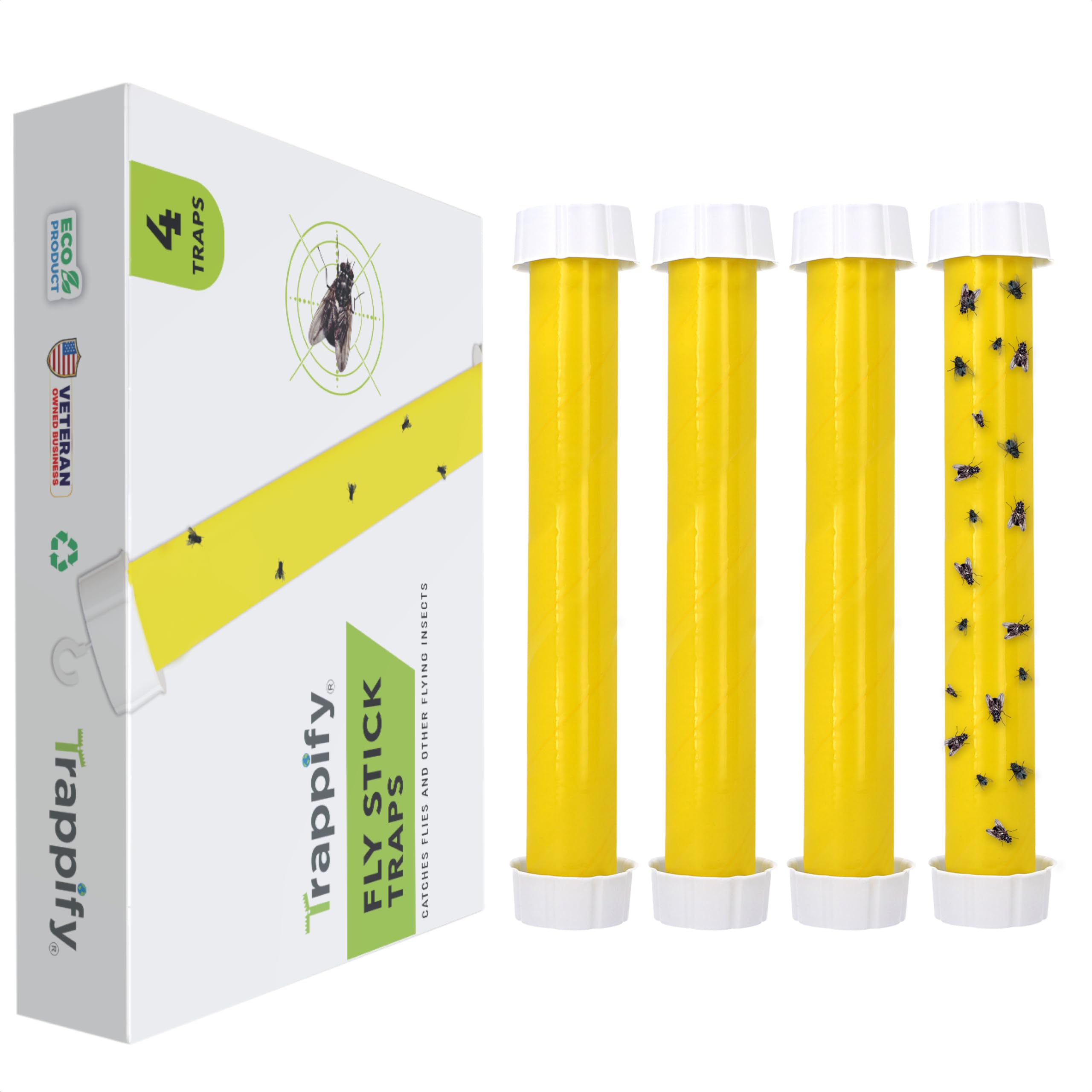 Trappify Hanging Fly Traps Outdoor: Fruit Fly Traps for Indoors | Fly Catcher, Gnat, Mosquito, & Flying Insect Catchers for Inside Home - Disposable Sticky Fly Trap for Indoor House Pest Control