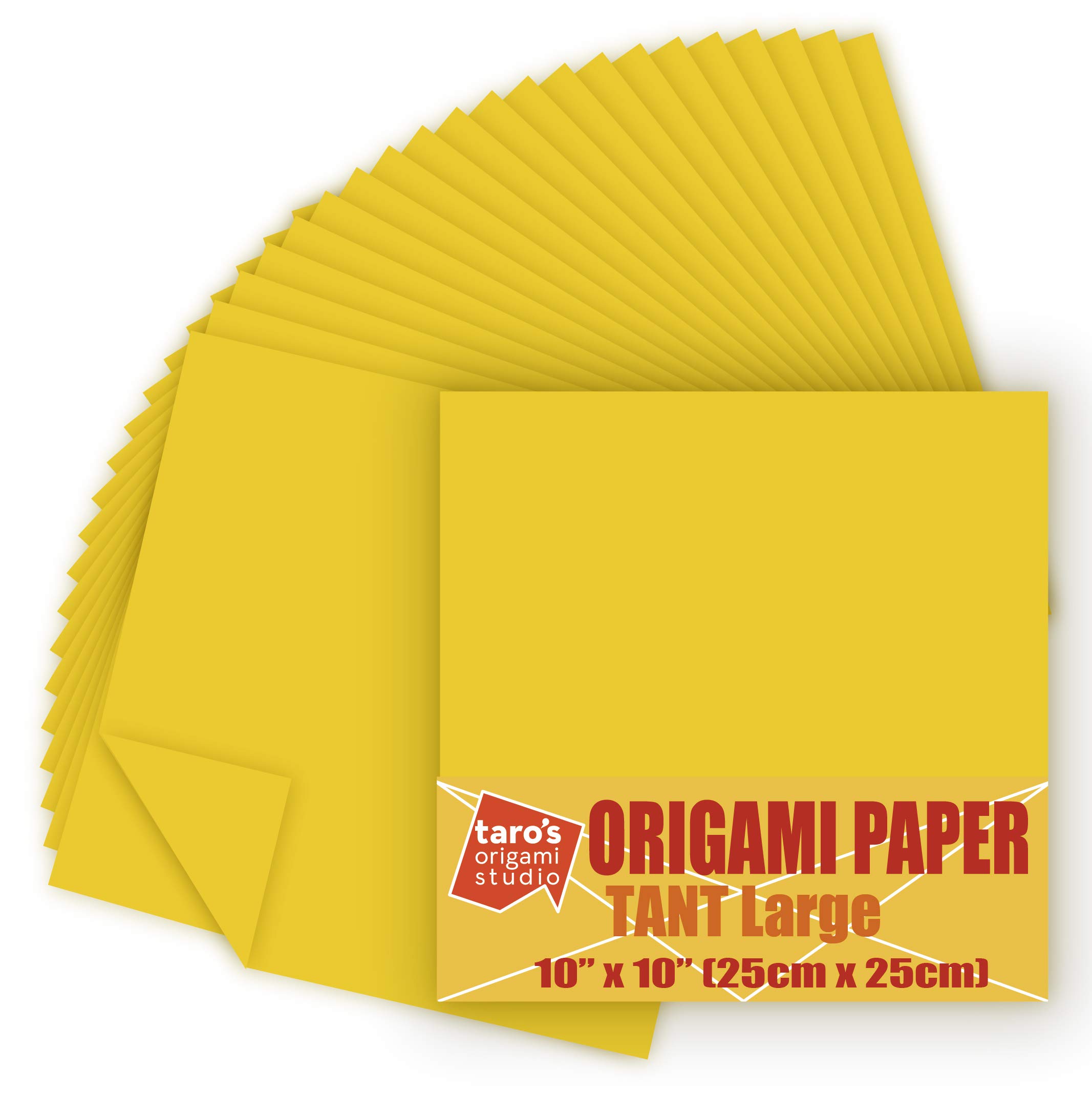 Photo 1 of [Taro's Origami Studio] TANT Large 10 Inch (25 cm) Double Sided Single Color (Yellow) 20 Sheets (All Same Color) for Origami Artist from Beginner to Expert (Made in Japan)