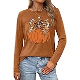 ELDPS Womens Halloween Shirt: Fall Pumpkin T-Shirt Thanksgiving Gift Shirts Casual Long Sleeve Tee Tops