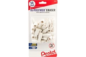 Pentel® Hi-Polymer® Eraser Caps, White, Pack Of 50