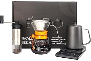 SuperCook Pour Over Coffee Kit, Coffee Maker Set, All in One Hand Drip Coffee Set, Coffee Grinder Manual Set, Ideal for Anniversary Birthday Gift