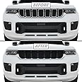 SlickMod Chrome Delete Blackout Vinyl Overlay for 2021-2023 Jeep Grand Cherokee L Grill Trim (1. Upper Grill Trim, Gloss Black)