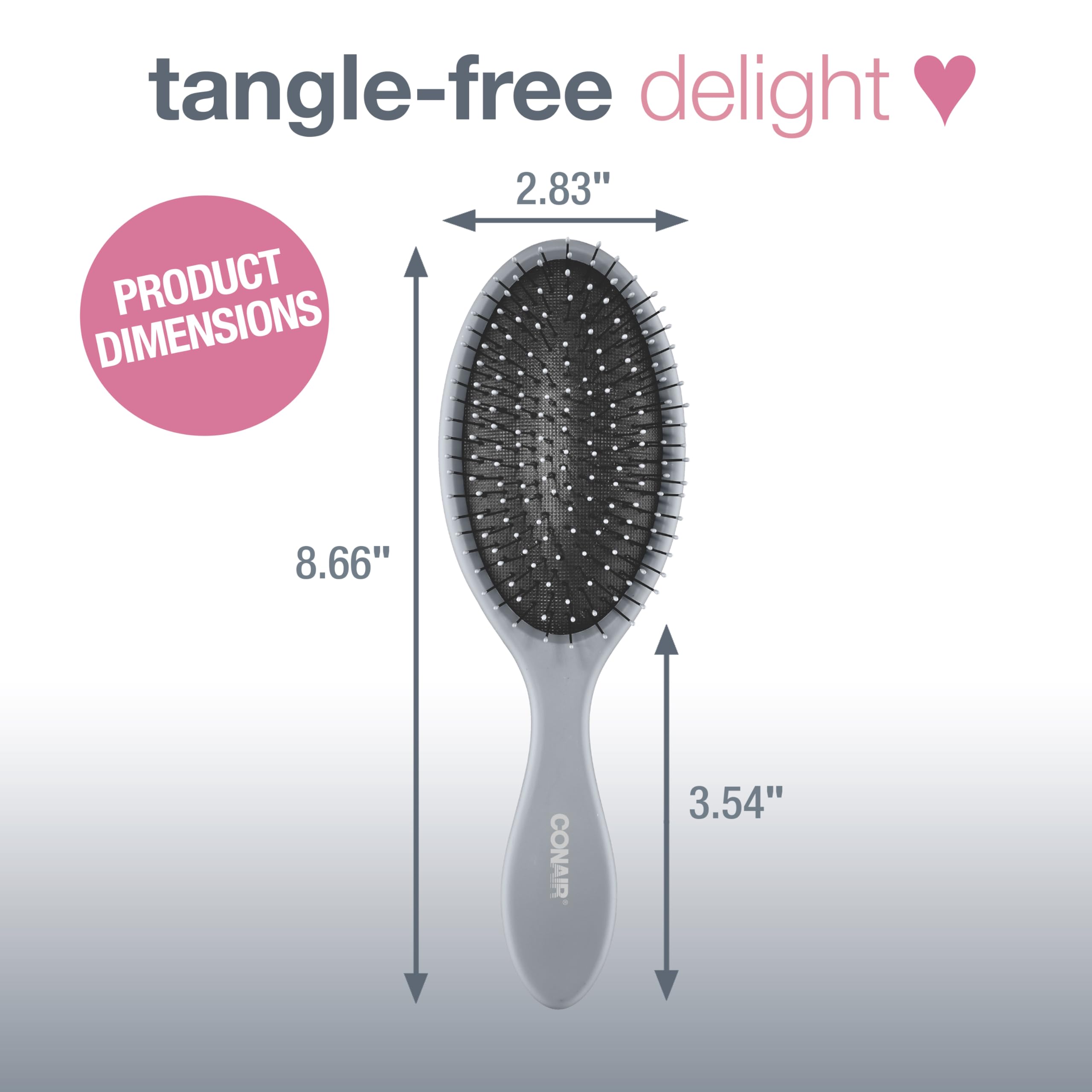 Conair Detangling Hair Brush Set 3 Pack, For Wet, Dry and All Hair Types, Detangling Brushes for Women in Blue, Pink, and Gray