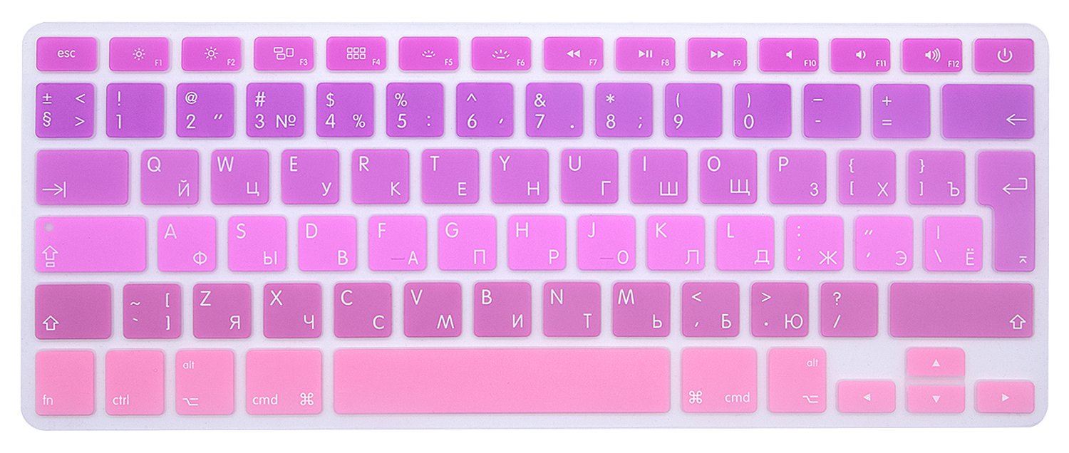 MMDW EU/UK Russian Language Keyboard Cover for Macbook Pro 13 Inch,15 Inch(with or without Retina Display,2015 or Older Version) for Macbook Old Air 13 European/ISO Version Silicone Skin-Ombre Pink