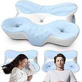 Mixiniso Memory Foam Cervical Pillow for Neck Pain Relief - Ergonomic Contour Pillow for Side, Back & Stomach Sleepers, Orthopedic Neck Support with Cooling Pillowcase