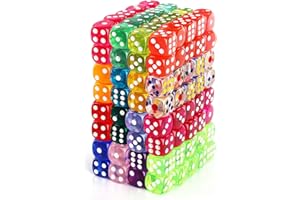 Noamus 160 Pieces 6 Sided Game Dice, 16MM Translucent Acrylic Dice Set, Premium Vintage Colored Dices, Rounded Corners Bulk Dice for Table Games, RPG, Math Learning, 16 Colors