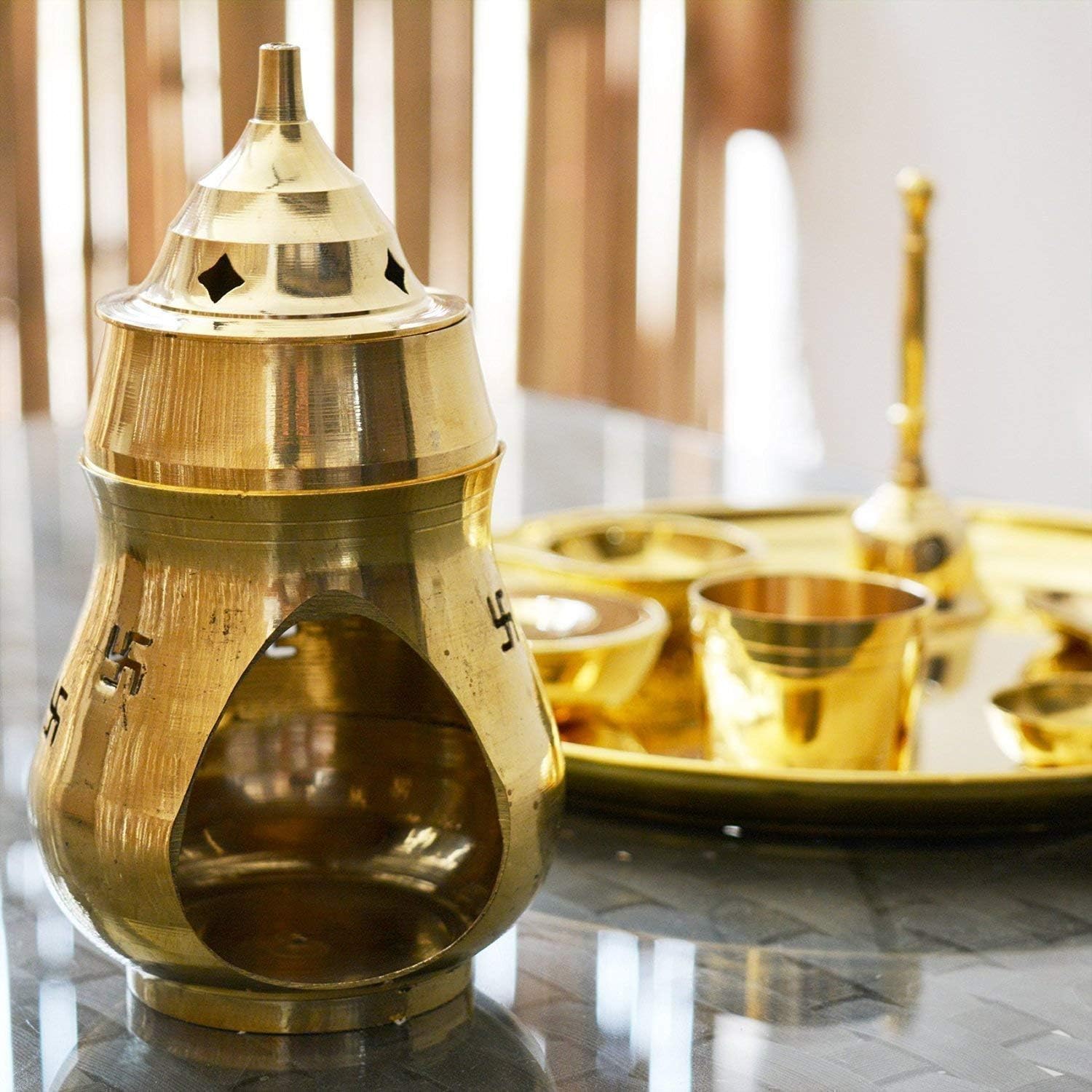 Brass Gallery Brass Aroma Incense Burner Camphor Lamp (Gold)