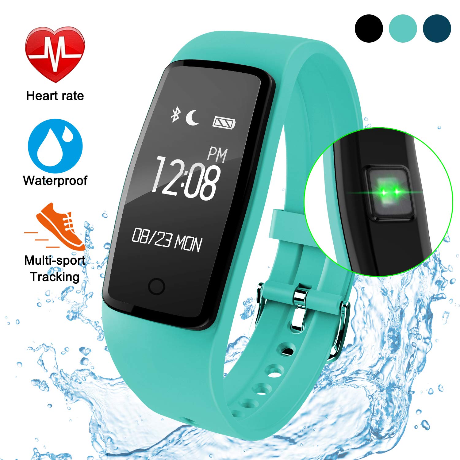 Fitness Armband mit Pulsmesser,Wasserdicht Fitness Tracker