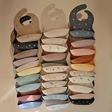 Mushie Baby Silicone Bib Adjustable Fit Waterproof Deep Pocket Cherry view 8