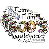 (3Pcs) I Am God's Masterpiece Sticker Christian Sticker God Decal Waterproof Vinyl Stickers Adult for Laptop Kindle Car Tumbler Water Bottle Mug Phone Notebook - Size 3”x2.2”