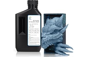 YOUSU Water-Washable Low Odor LCD 3D Printer Resin UV-Curing 405nm 3D Resin Suitable for Mono Screen and RGB Screen High Resolution 3D Printing Liquid Gray Color 1000g
