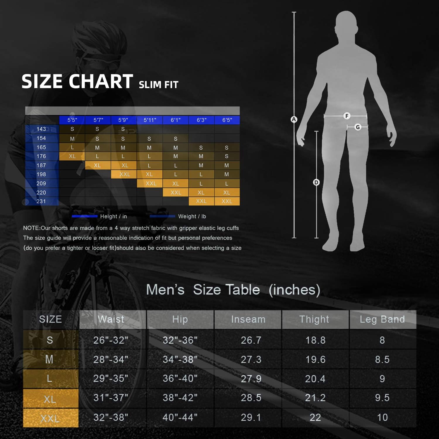 Souke Sports Men's Bicycle Pants 4D Padded Road Bike Tights Breathable Cycling Long Leggings : Clothing