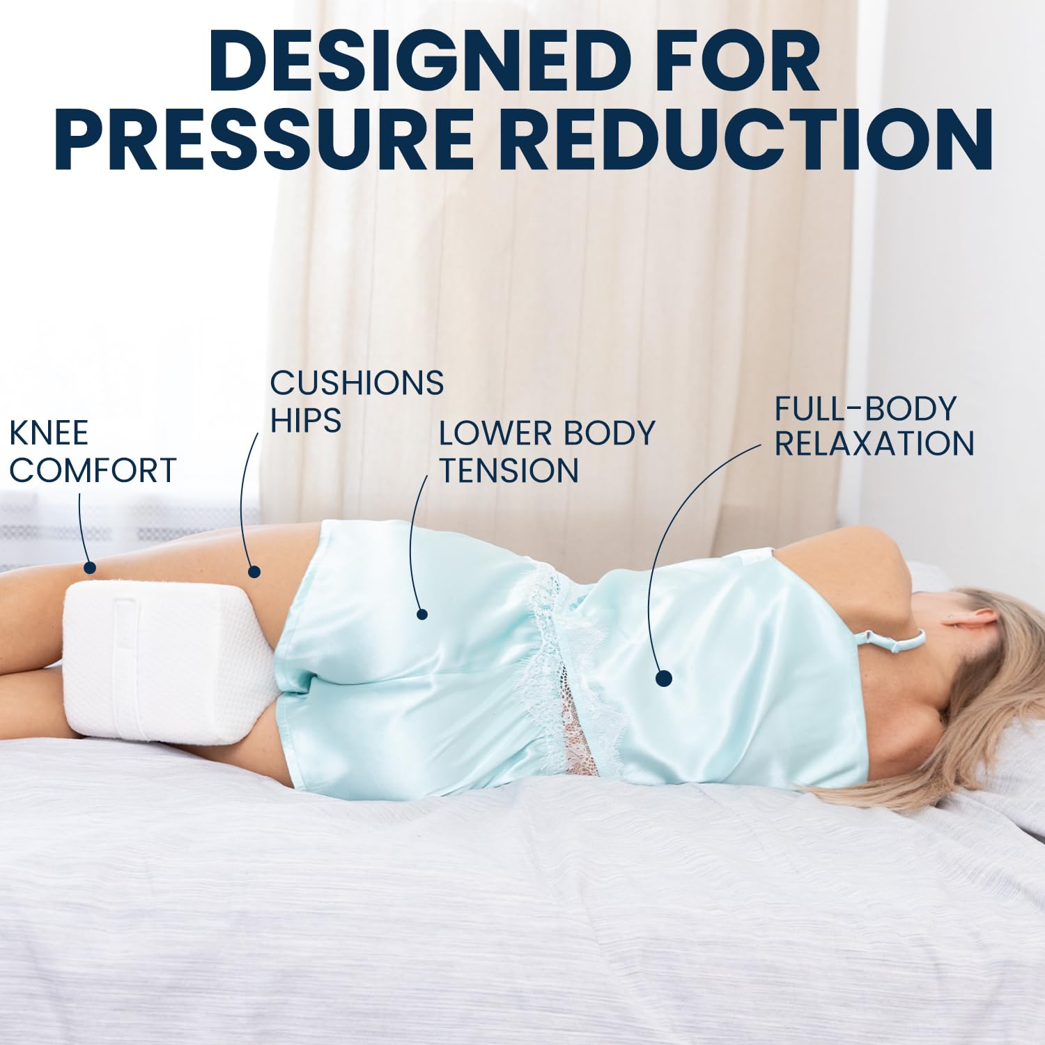 Everlasting Comfort Memory Foam Leg & Knee Pillow for Side Sleepers - Sciatica Pain Relief Leg Pillow for Side Sleeping - Adjustable Strap