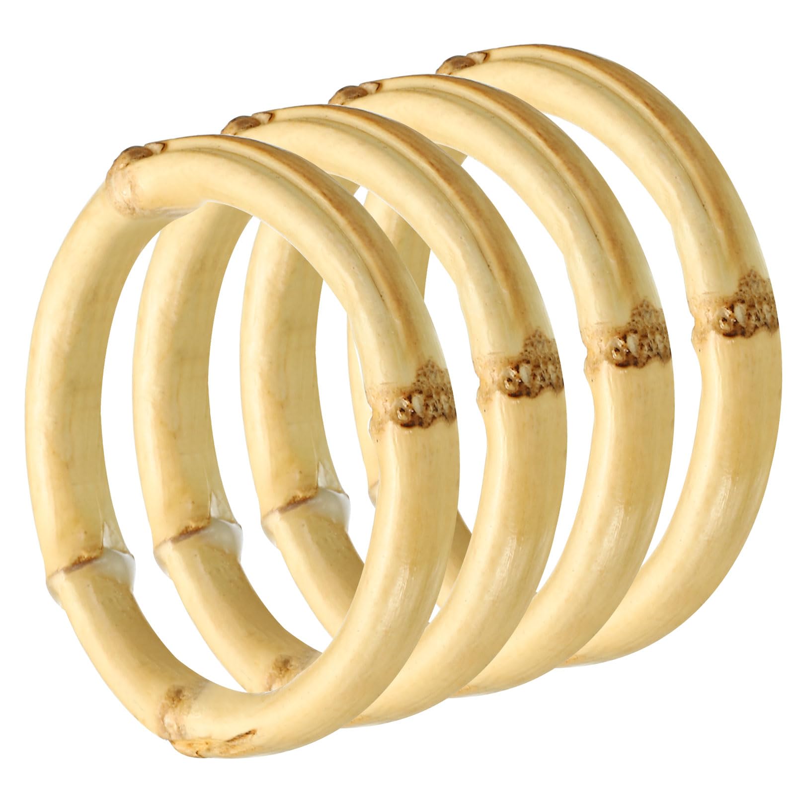 PATIKIL 2.5 Inch Bamboo Purse Handles, 4 Pcs Round Replacement Handmade Rings for Tote Bag Purse Making Decorations, Wood