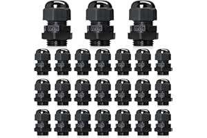 Wocloer 24 Pcs 1/2" NPT Black Adjustable Cable Glands - IP68 Waterproof Electrical Connectors, Nylon Cord Grips Strain Relief for Electrical Box Use