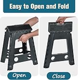 Rainberg 18 Inch Folding Step Stool Heavy Duty 350 lbs Carry Handle Black view 7