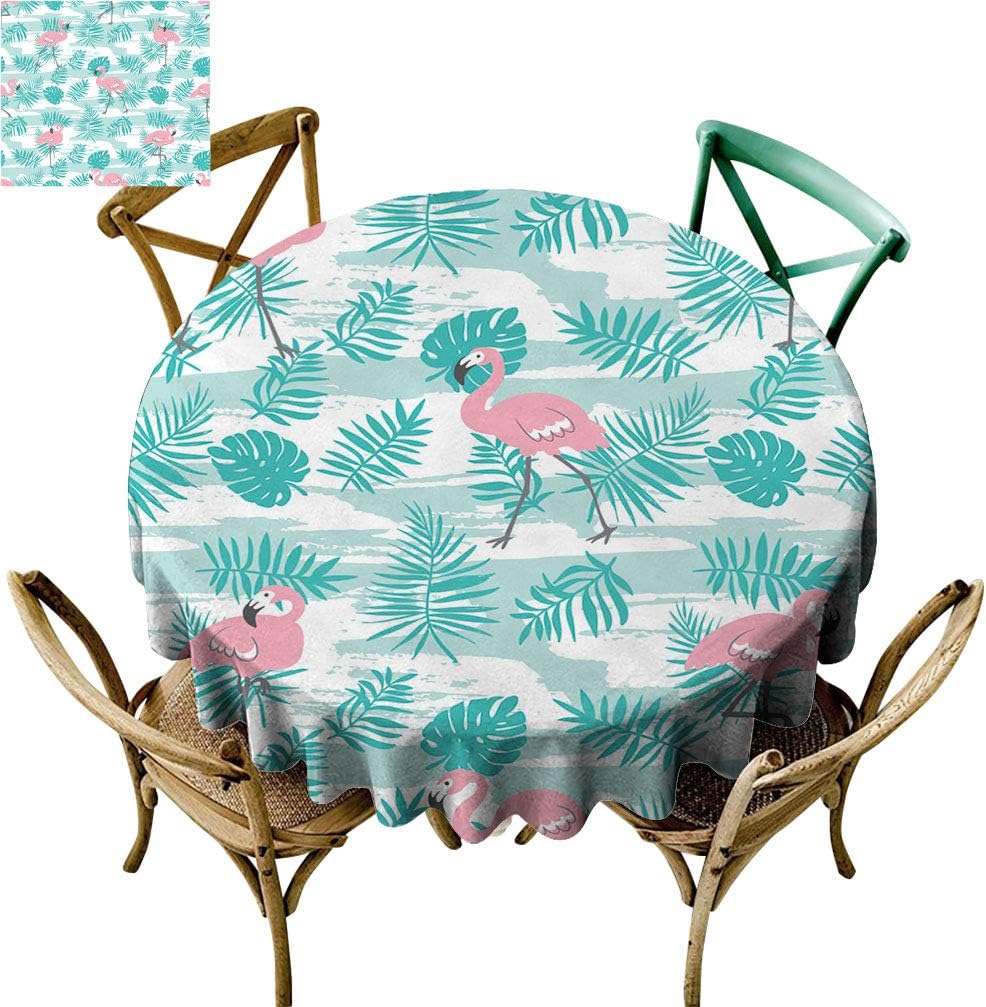 Flamingo 50" Round Tablecloths, Tropical Pattern with Pink Flamingos