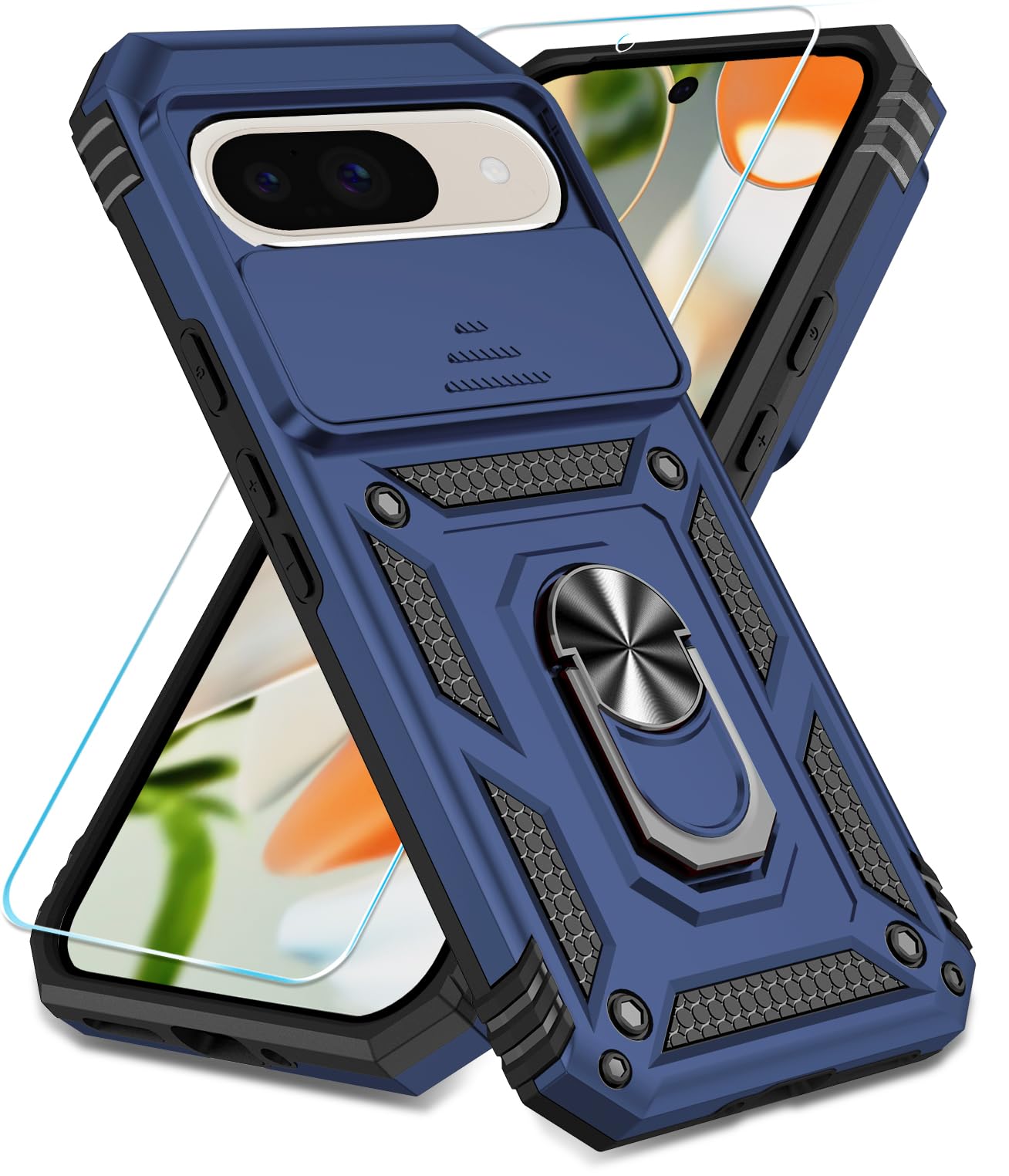 Photo 1 of SunStory Compatible with Google Pixel 9 / Pixel 9 Pro Case with HD Screen Protector & Slide Camera Cover 