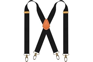 KRICJYH Black Suspenders for Men Big and Tall Vintage Swivel Hook Adjustable Elastic Business Heavy Duty Suspenders