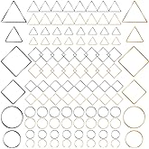 PAGOW 96Pcs Beading Hoops for Jewelry Making, Hypoallergenic Teardrop Square Round Triangular Earrings Beading Hoop Bulk for DIY Crafts Accessories Supplies (Silver + Gold)