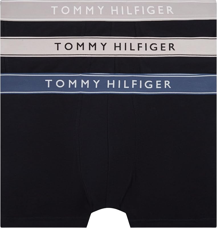 Herren 3er Pack Boxershorts Trunks aus Baumwolle mit Stretch, Schwarz (Ple Pnk/Ant Slver/Aeg Sea), XL