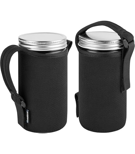 Cosmos Mason Jar Insulated Neoprene Sleeve With Strap - Fits 32 Oz Jars, Purple, Adjustable Shoulder Strap - View #5