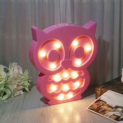 Ea Stone Light Owl Party Supplies Kids Colorful Lamp Battery Operated Table Decorations For Wall Decoration Kids Room Living Room Bedroom Pink