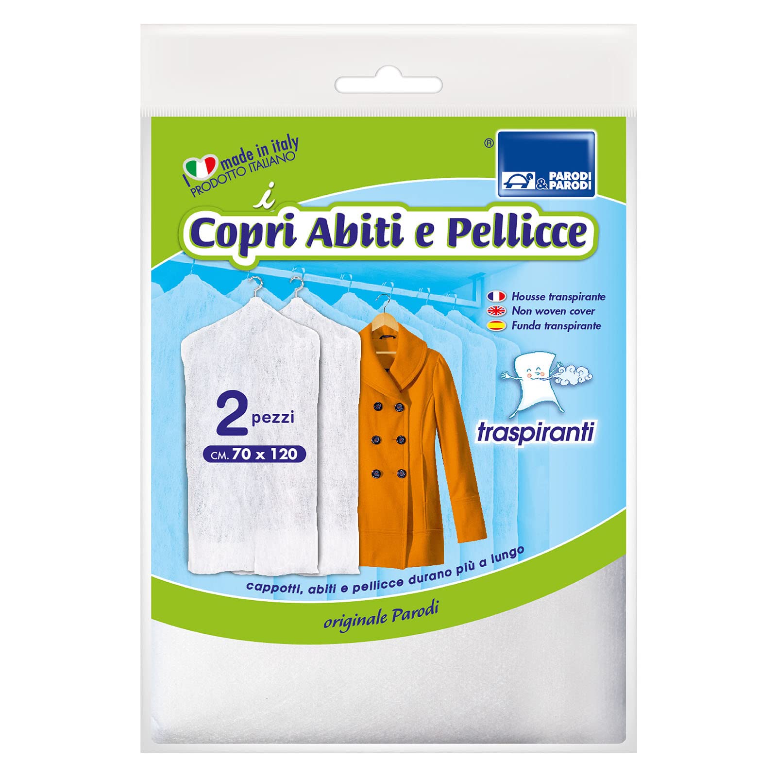 2 and Fur, Dress Covers Garment Covers prottetivi in TNT, 2 Cases for Dresses, Envelopes, Breathable Garment Covers 70 cm X120, Dress Covers Breathable and Washable for Clothes and Fur, Art.142 Parodi