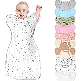 Knirose 3-Way Wearable Swaddle Blankets Sleep Sacks with Arms Up, Hands Up Sleeping Sack Easy Diaper Changing Sleeping Bag for Baby Boy Girl Newborns Transitions to Arms-Free Calms Startle Reflex
