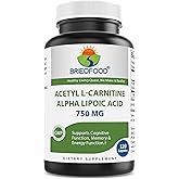 Brieofood Acetyl L-Carnitine Alpha Lipoic Acid (ALA ALC) 750 mg 120 Capsules