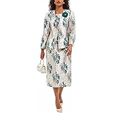 Women's 3 Piece Church Dress Suits for Formal Occasion Party Elegant Jacquard Embroidery Mother of The Bride Dress