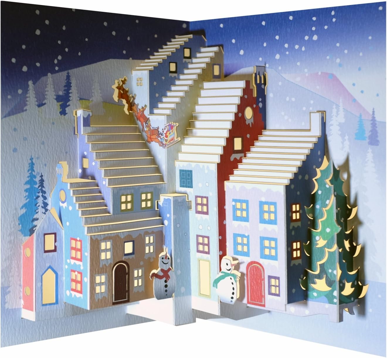 Forever Handmade Cards Pop Ups POP111 - Christmas Snowmen & Santa - Laser Pop Up Card