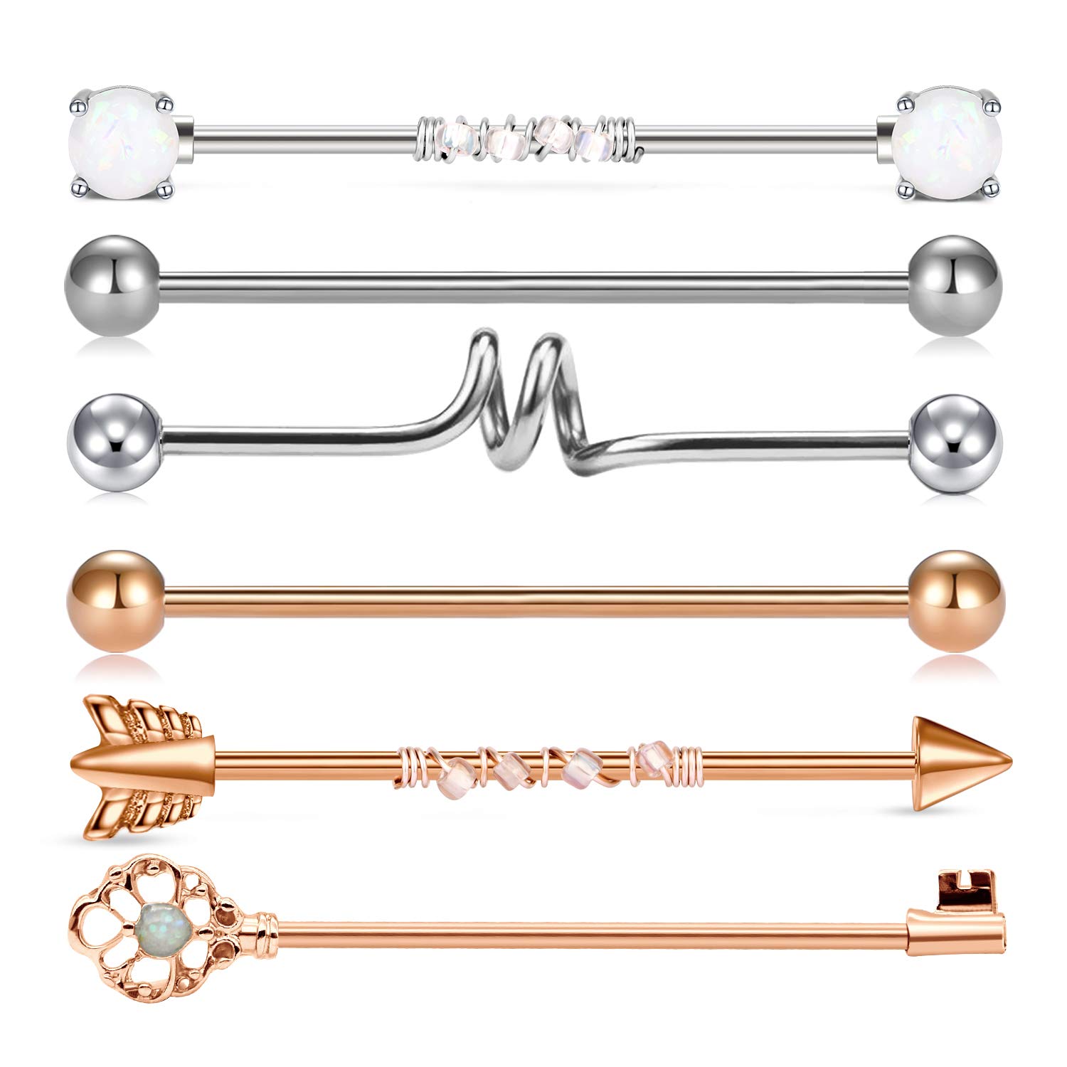 Piercing Industriale In Acciaio Chirurgico - Bilancieri 14G 38mm Per Orecchio | Gioielli Punk E Alternative - Foto 9