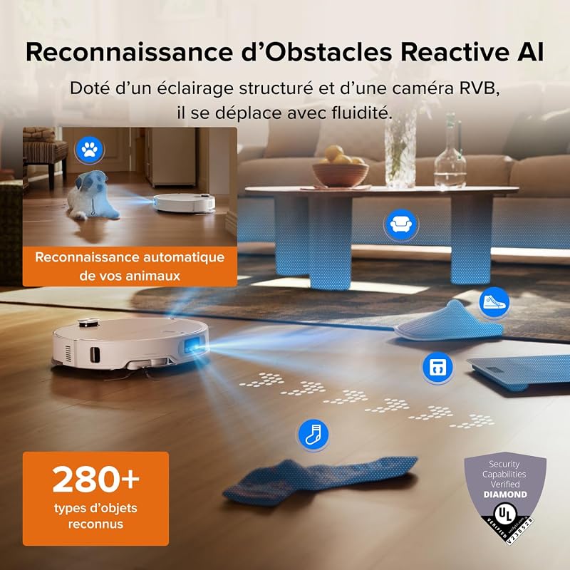 Qrevo Edge 2 Set Robot Aspirateur Laveur, 25 000 Pa, 7,98cm Mince
