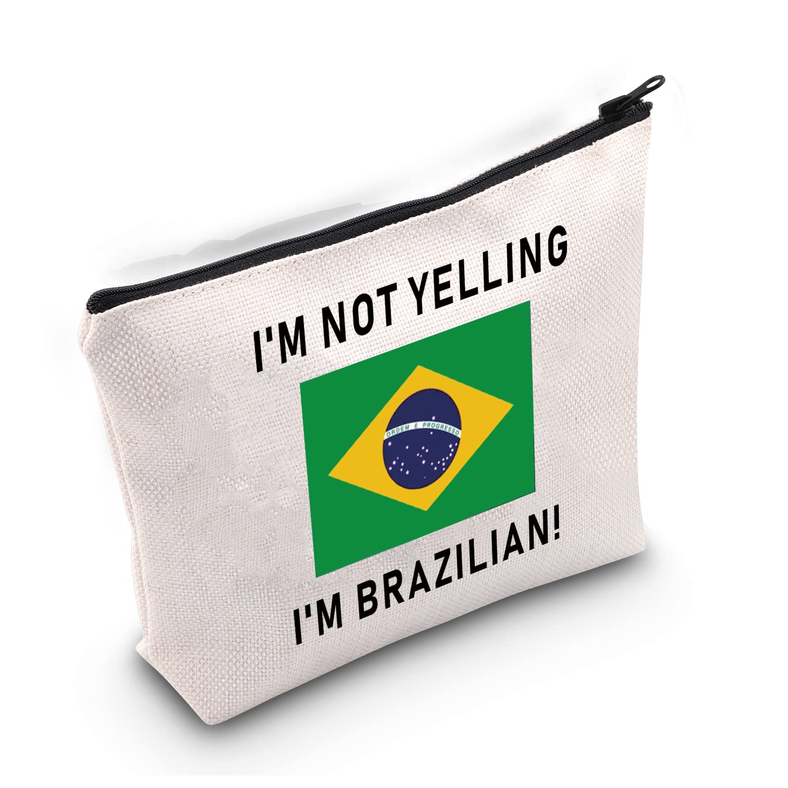 LEVLO Funny Brazil Pride Souvenir I'm Not Yelling I'm Brazilian Makeup Bags Gift for Friend or Coworker, I'm Brazilian, Daily