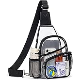 QOECI Clear Bag for Stadium Events, Clear Crossbody Bag For Women Men, Transparent Purses, See Through Large Sling Backpack