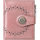 Tipmile Small Wallets Woman Leather 2 ID Windows Bifold RFID Blocking Credit Card Holder Wallet with Zipper Coin Pocket