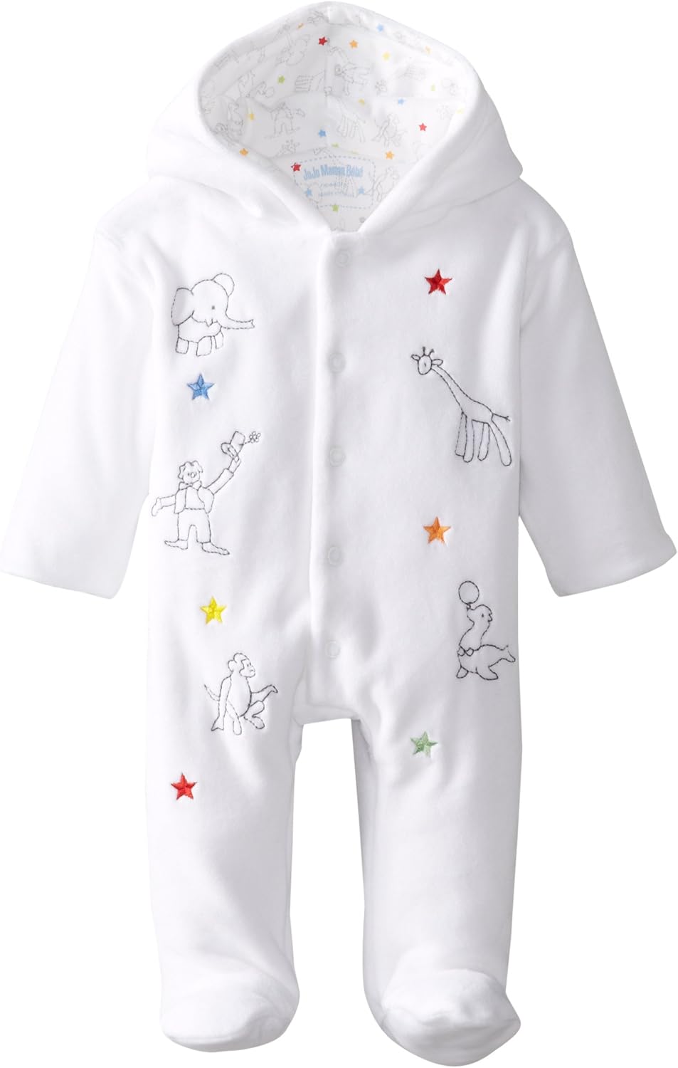 JoJo Maman Bebe UnisexBaby Newborn Circus Pramsuit, White