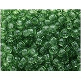 BeadTin Light Apple Green Transparent 9mm Faceted Barrel Plastic Pony Beads (500pcs)