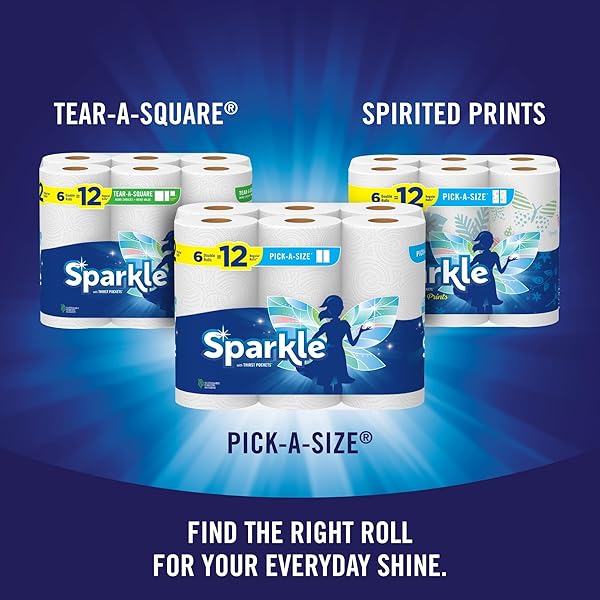 SPARKLE PICK-A-SIZE PAPER TOWELS, 6 DOUBLE ROLLS (660 SHEETS TOTAL) – STRONG 2-PLY TOWELS FOR KITCHEN CLEANUP AND EVERYDAY MESSES