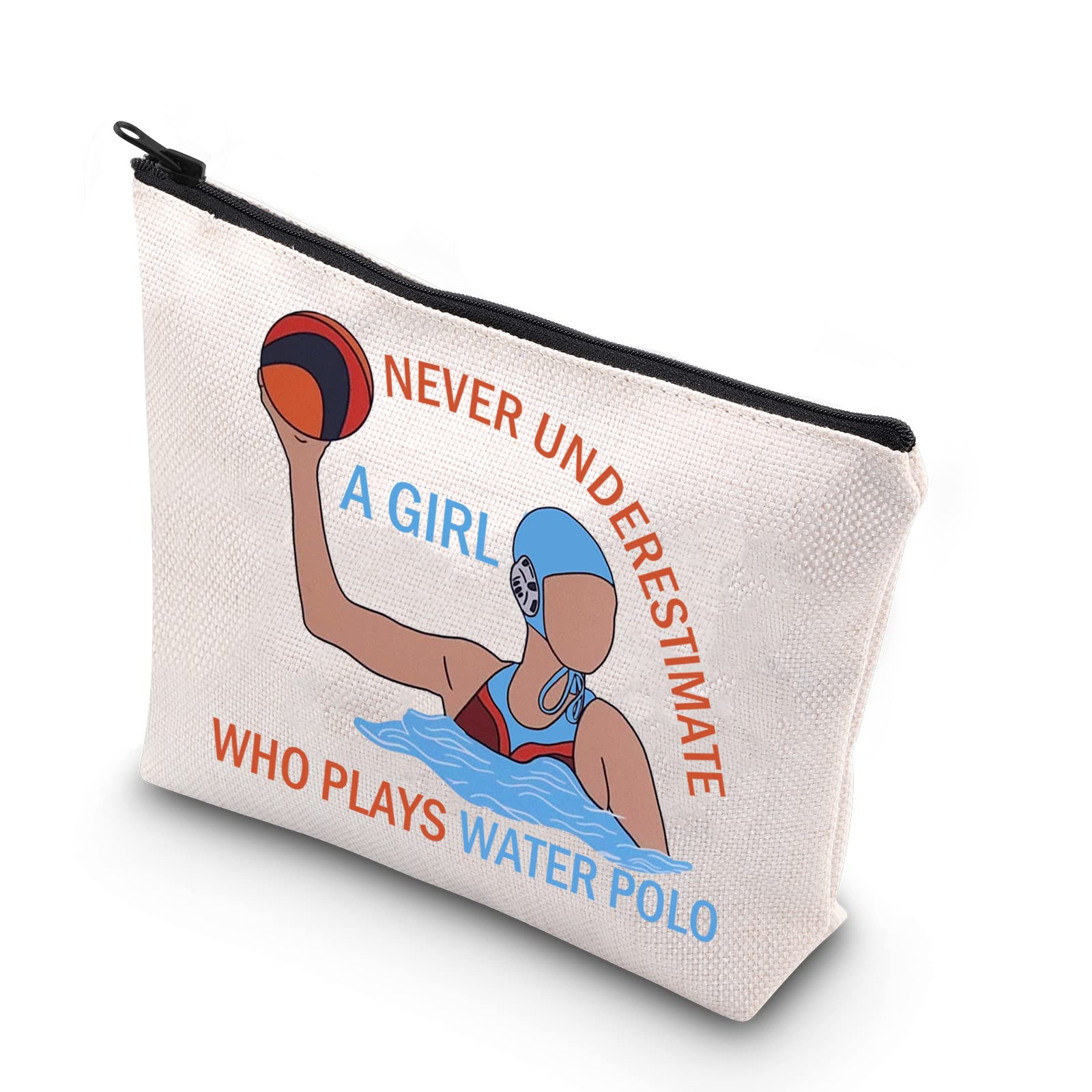 PLITI Water Polo Makeup Bag Water Polo Player Gift Never Underestimate a Girl Who Plays Water Polo Toiletry Bag (Water Polo Girl U)