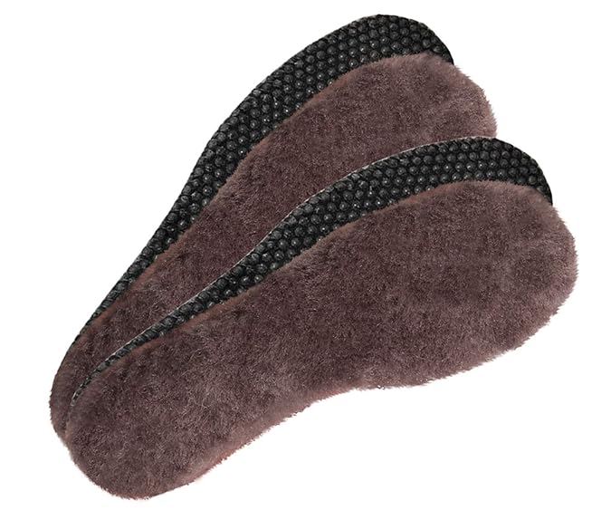 ESTRO Lammfell Einlegesohlen Winter Warm Schafwolle Schuheinlagen Mit Rutschfest Sohlen ein