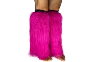 FHQHTH Fuzzy Faux Fur Leg Warmers Fur Heels Long Boots Cuff Cover has Elasticity One Pair Dionysia Boot cover Carnival 18"