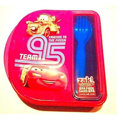 Disney Pixar Cars Lunch Box Sandwich Sealer Set BPA Free Fork Spoon Included Zak - Friends To The Finish 95 Team Theme, FREEZER SAFE, TEMPERATURE