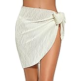 QOMEWA Women's Short Sarongs Chiffon Beach Cover Ups Bathing Suit Wraps Sheer Bikini Swimsuit Cover Ups for Swimwear