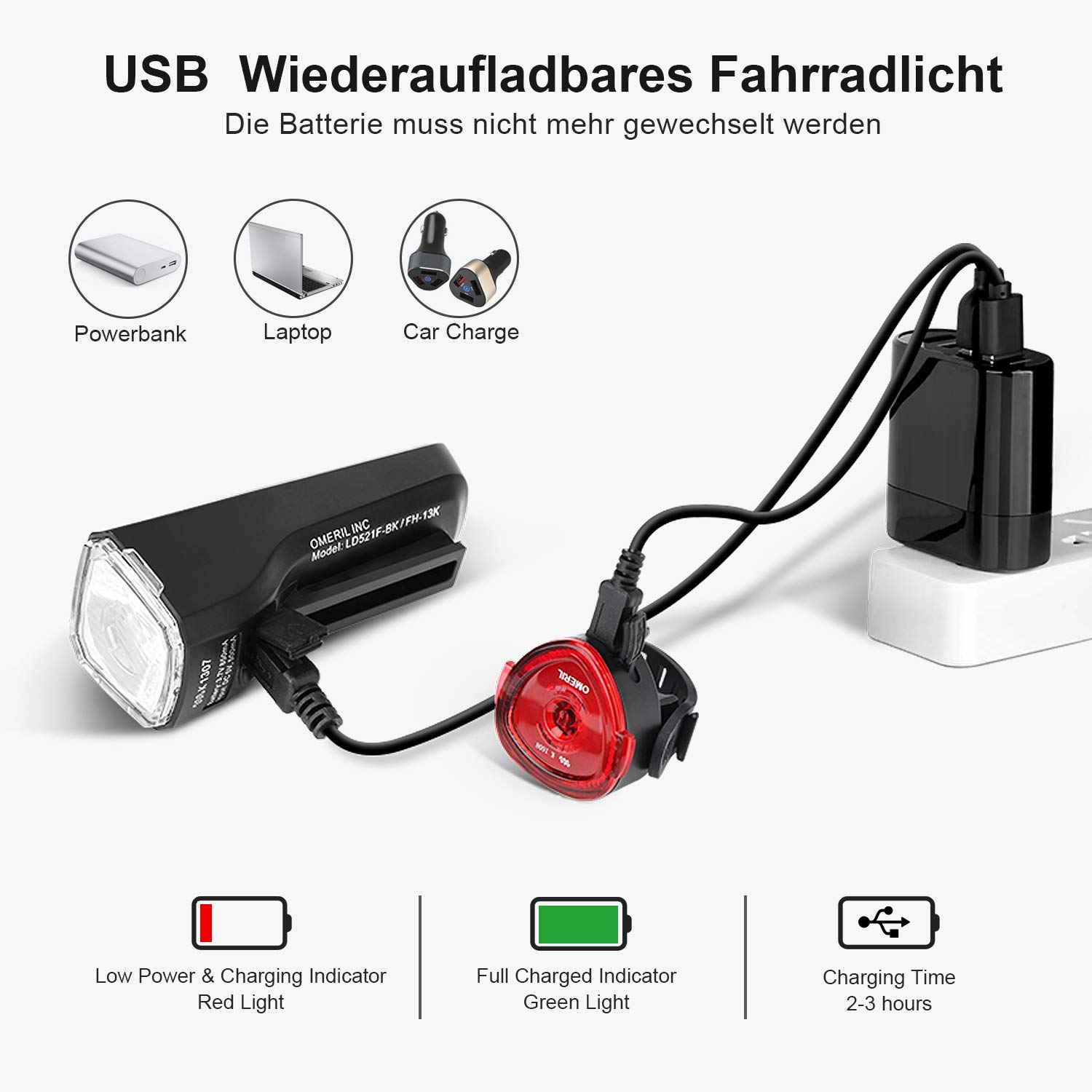 fahrrad licht leuchte usb beleuchtung set