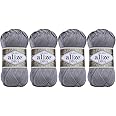 100% Microfiber Acrylic Alize Diva Silk Effect Knitting Sport Crochet Yarn Lot of 4 Ball skeins 400gr 1532yds Color (348 Smoky)